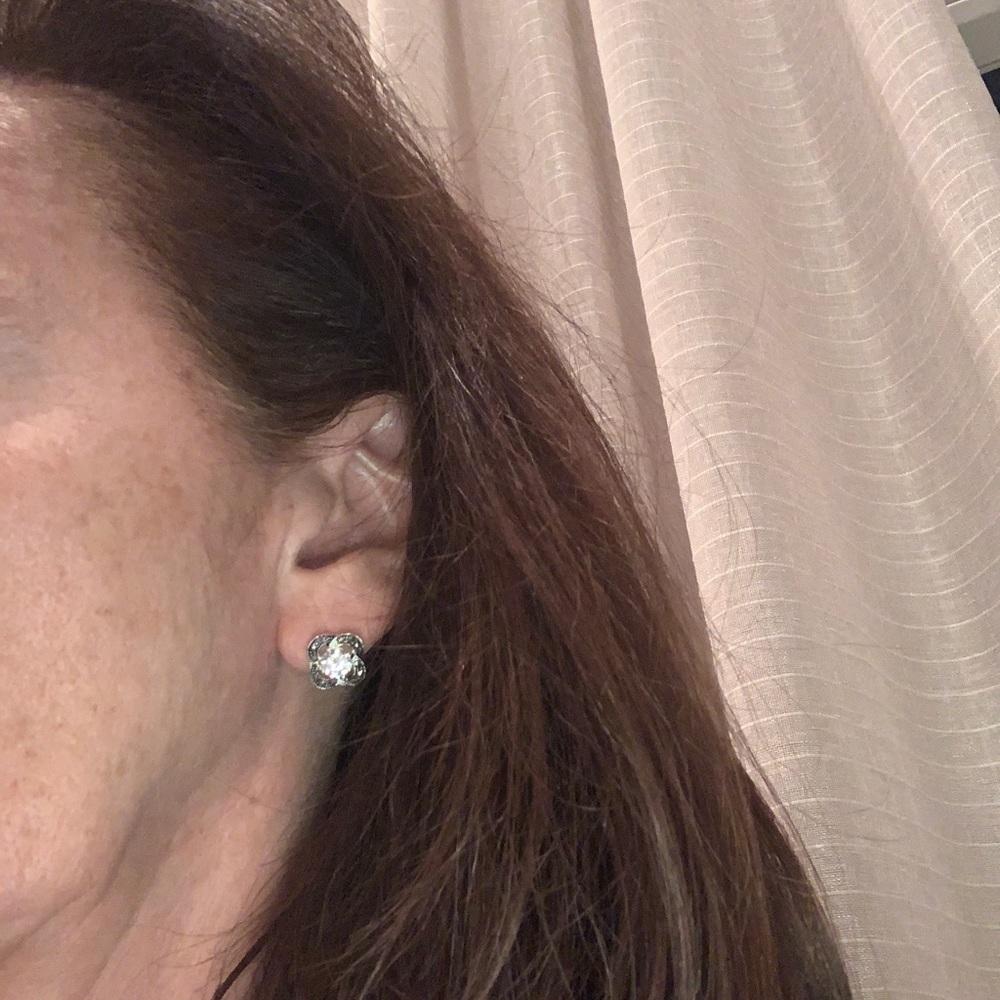 Marcasite and Crystal Stud Earrings - Picture 3 of 3